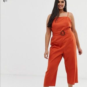 ASOS Curve strapped belted jumpsuit, size 12, burnt orange. Fair condition.